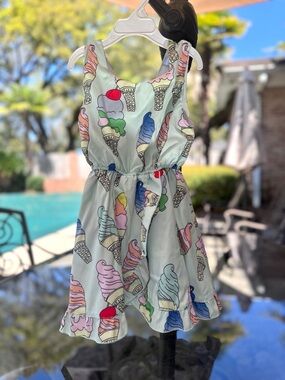 Girls' Mint Ice Cream Print Casual Dress